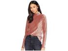 J.o.a. Pleated Velvet Top (pink) Women's Clothing