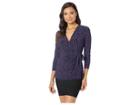 Anne Klein Celeste Print Faux 3/4 Sleeve Wrap Top (gauguin/cordovan/combo) Women's Blouse