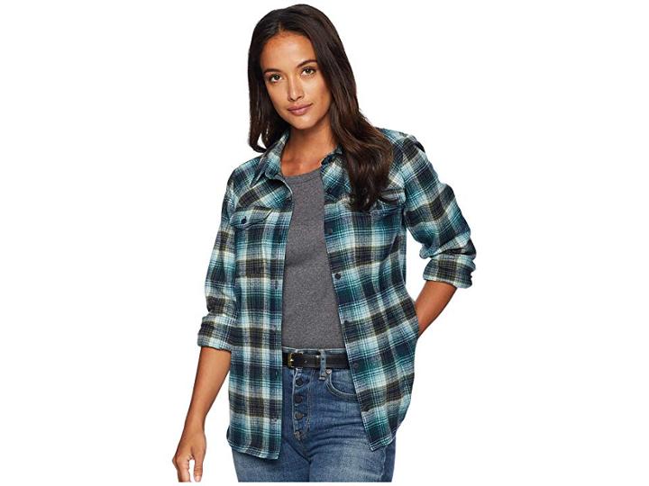 Pendleton Christina Plaid Shirt (blue/green Ombre) Women's Long Sleeve Button Up