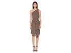 Halston Heritage One Shoulder Drape Detail Dress W/ Embellishment (sage) Women's Dress