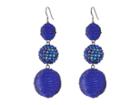 Kenneth Jay Lane Triple Graduated Blue Ball Fish Hook Ear End Balls Thread Wrap/center Sparkle Wire Earrings (blue) Earring