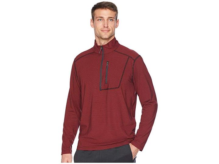 White Sierra Ridge Stripe 1/4 Zip (syrah) Men's Clothing