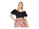 Unique Vintage Plus Size Off Shoulder Ruffle Frenchie Knit Top (black) Women's Clothing