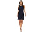 Ellen Tracy Flounce Yoke Fit And Flare Dress (ink) Women's Dress