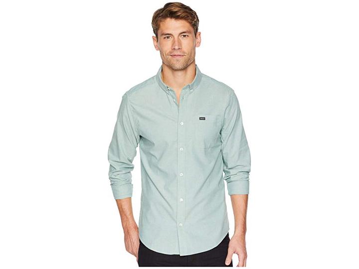 Rvca That'll Do Stretch Long Sleeve Woven (pine Tree) Men's Clothing