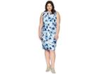 Calvin Klein Plus Plus Size Printed Scuba Dress (regatta Blue/ice Blue) Women's Dress