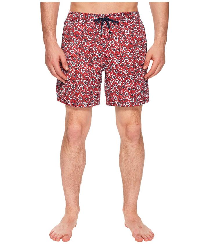 Mr. Swim Floral Printed Dale Swim Trunks (red) Men's Swimwear