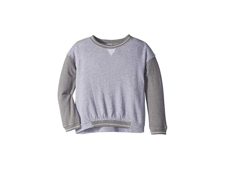 Splendid Littles Two-tone French Terry Top (big Kids) (light Grey Heather) Girl's Clothing