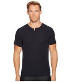 7 For All Mankind Short Sleeve Thermal Henley (midnight Navy) Men's Clothing