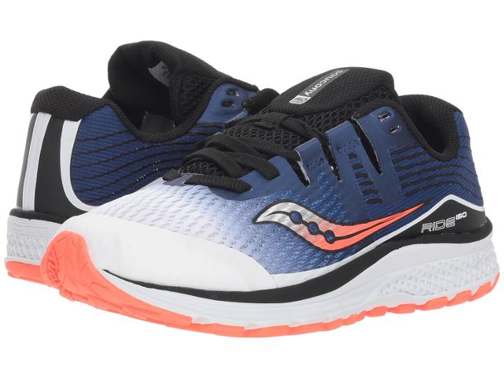 Saucony Kids Ride Iso (little Kid/big Kid) (white/blue/vizi Red) Boys Shoes