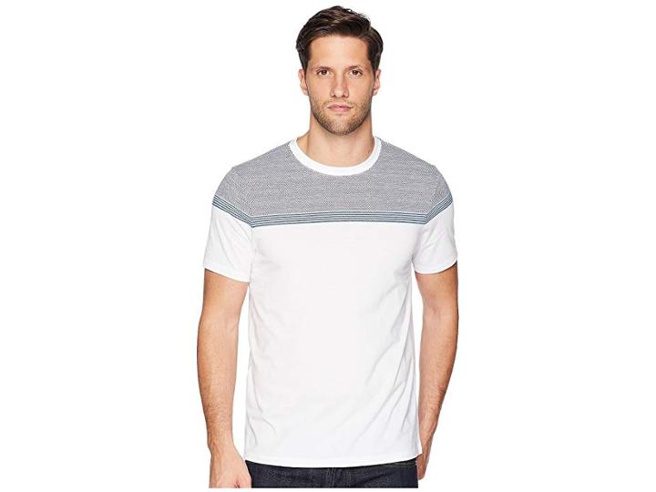 Perry Ellis Color Block Jacquard Crew (bright White) Men's Clothing