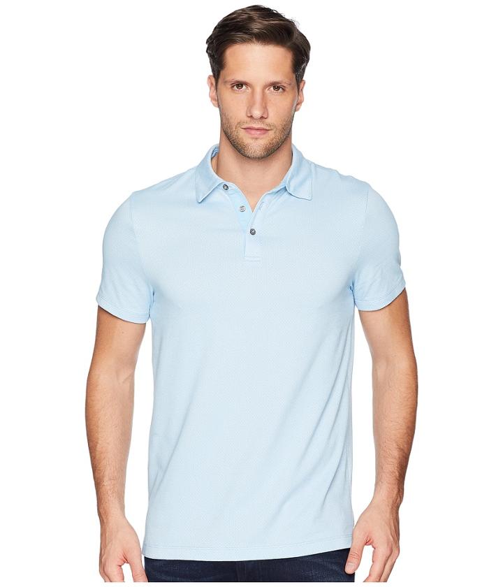 Perry Ellis Dotted Stripe Jacquard Polo (cerulean) Men's Clothing