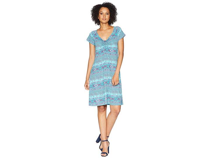 Fresh Produce Stamped Geo Emma Dress (luna Turquoise) Women's Dress