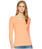 Tribal Cotton Rib 3/4 Sleeve Crew Neck Top (sherbert) Women's Clothing
