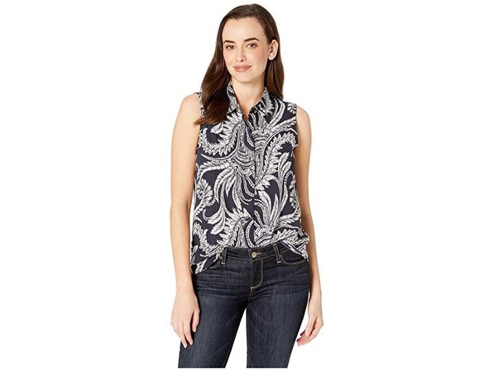 Tommy Hilfiger Printed Woven Top (midnight/ivory) Women's Clothing