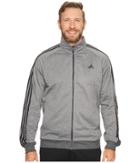 Adidas Big Tall Essentials 3s Tricot Track Jacket (dark Grey Heather/black) Men's Coat