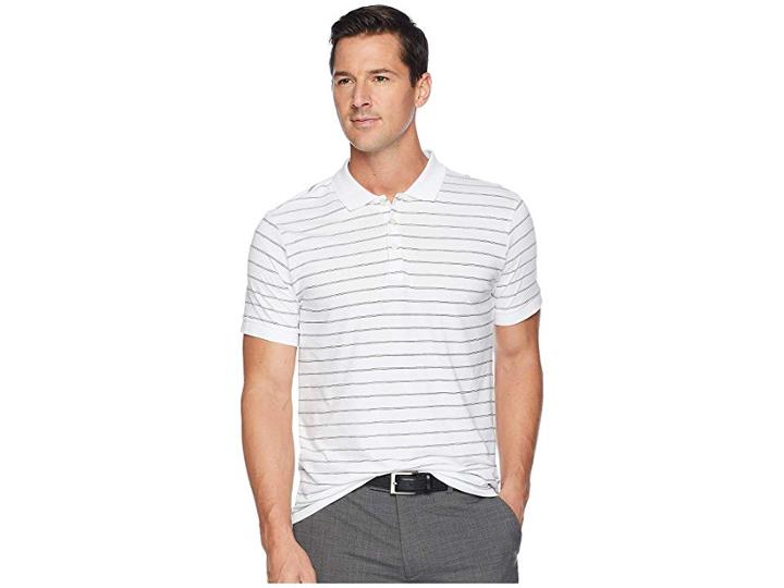 Kenneth Cole New York Short Sleeve Stripe Print Jersey Polo (white) Men's Clothing