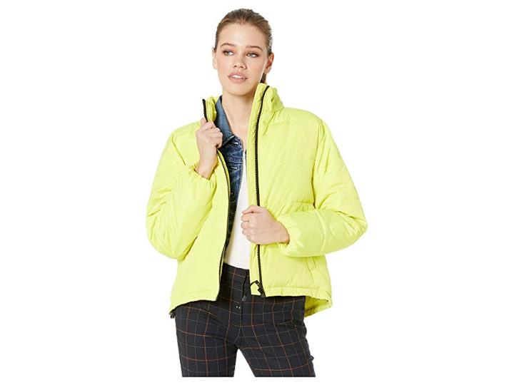 Sanctuary Just Chill Cropped Puffa Jacket (acid Green) Women's Coat