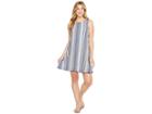 Dylan By True Grit Nautical Indigo Stripes Fringe A-line Dress (indigo) Women's Dress