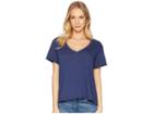 Michael Stars Ultra Jersey Cropped V-neck Tee (passport) Women's T Shirt