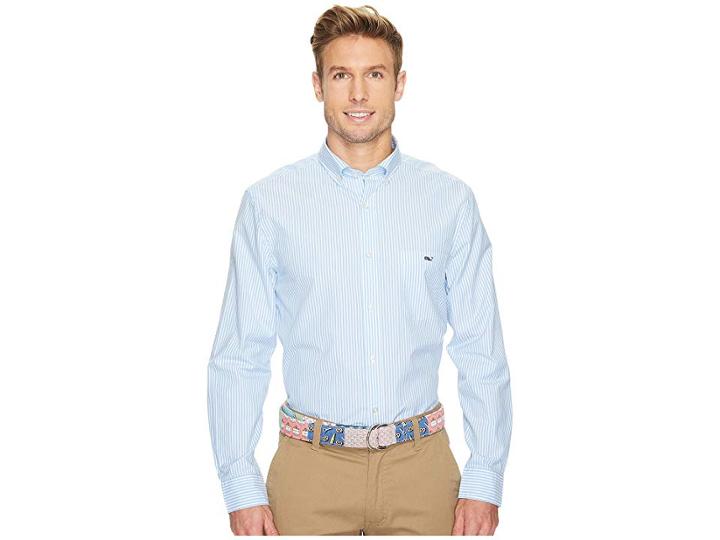 Vineyard Vines Swordfish Stripe Classic Tucker Shirt (ocean Breeze) Men's Clothing