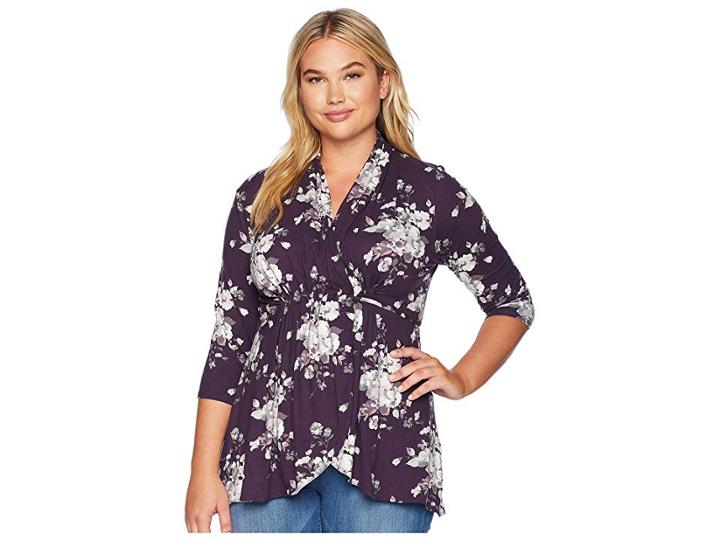 Kiyonna Lorie Printed Bellini (plum Floral) Women's Clothing