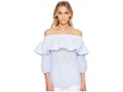Kensie Double Stripe Top Ks4k4672 (white Combo) Women's Clothing