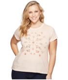 Lucky Brand Plus Size Stamp Flowers Tee (shell) Women's T Shirt