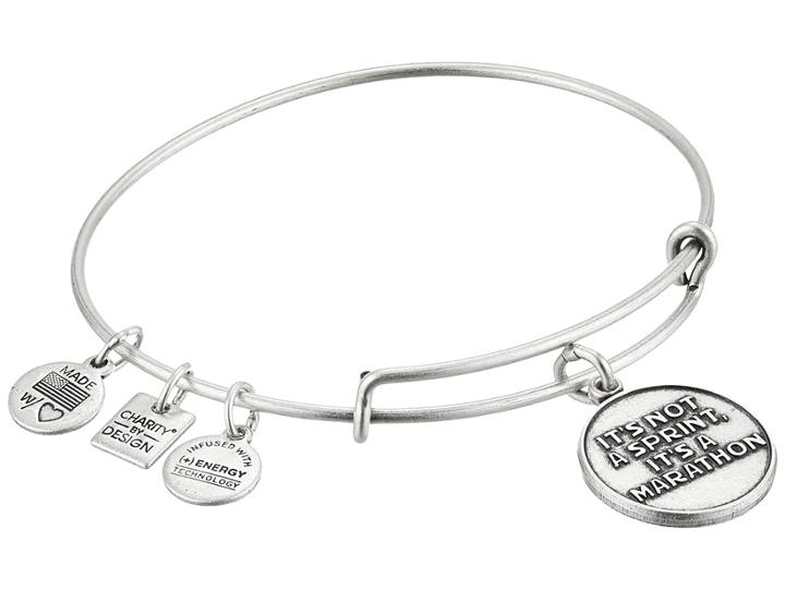 Alex And Ani Charity By Design It's Not A Sprint Charm Bangle (rafaelian Silver Finish) Bracelet