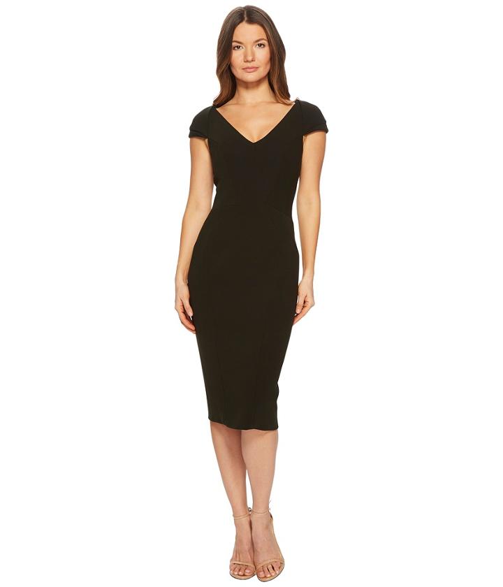 Zac Posen Bonded Crepe Cap Sleeve Dress (deep Green) Women's Dress