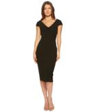 Zac Posen Bonded Crepe Cap Sleeve Dress (deep Green) Women's Dress