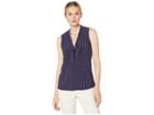 Anne Klein V-neck/tie Blouse (distant Mountain/anna White Combo) Women's Blouse