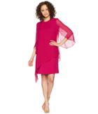 Tahari By Asl Chiffon Overlay Tulip Sleeve Dress (magenta) Women's Dress