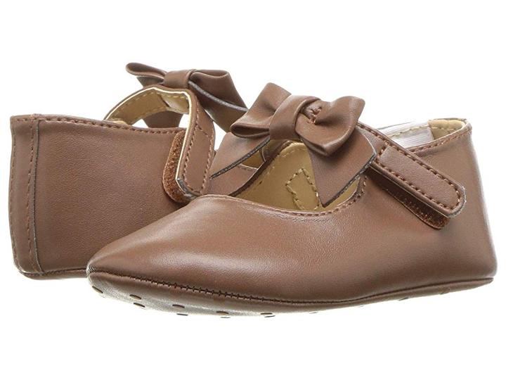 Janie And Jack Faux Leather Bow Ballet (infant) (brown) Girl's Shoes