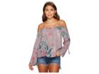 Roxy Paradise Ocean Printed Top (minimal Gray Lee Lee) Women's Clothing