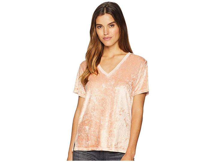 Michael Stars Velvet Short Sleeve V-neck Slouchy Tee (whisper) Women's Clothing