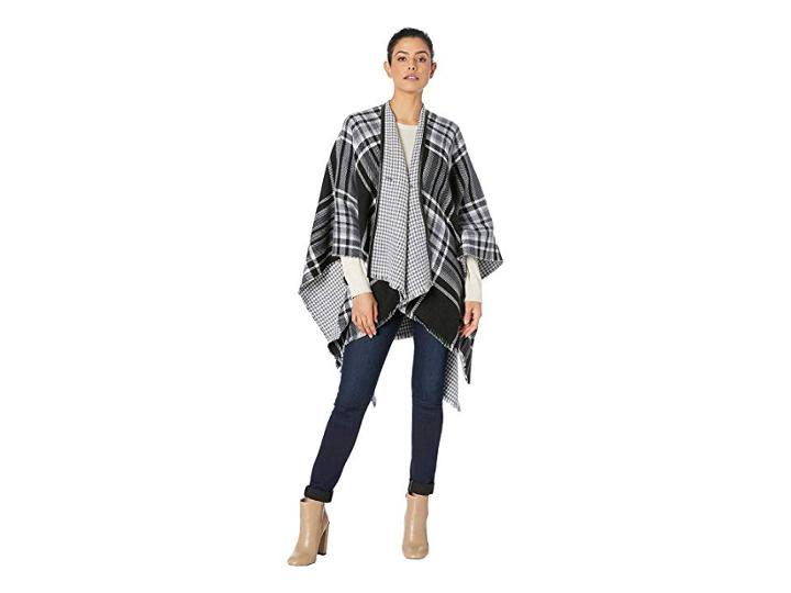 Collection Xiix Reversible Plaid Ruana (black) Women's Clothing