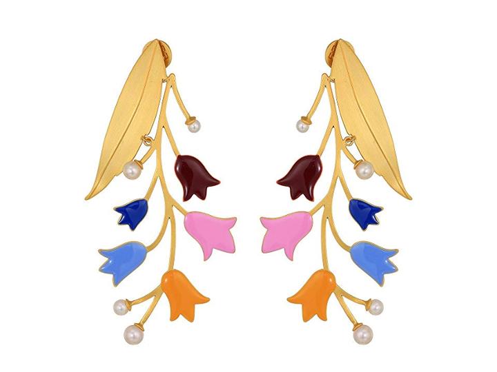 Tory Burch Bellflower Statement Earrings (multi/brass) Earring