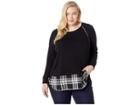 Karen Kane Plus Plus Size Plaid Hem Sweater (black) Women's Sweater