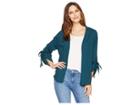 B Collection By Bobeau Nia Ruched Sleeve Knit Cardigan (teal) Women's Sweater