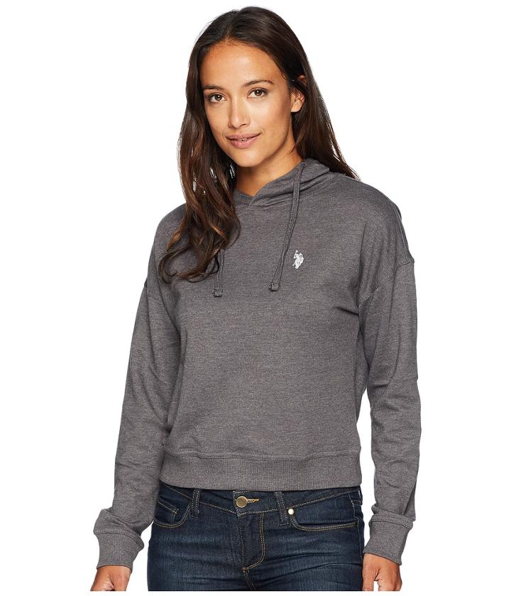 U.s. Polo Assn. Hoodie Sweatshirt (dark Grey) Women's Sweatshirt