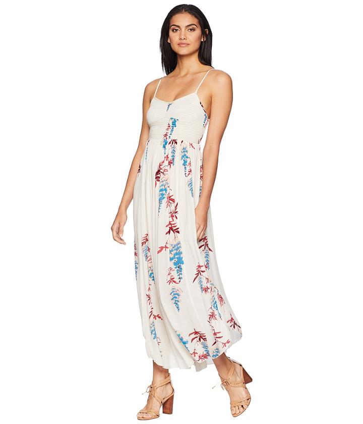 Free People Beau Smocked Printed Slip (ivory) Women's Dress
