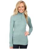 The North Face Long Sleeve Go Seamless Wool 1/4 Zip (deep Sea Light Heather (prior Season)) Women's Long Sleeve Pullover