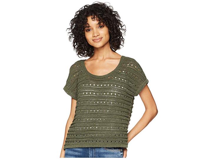 Bb Dakota Larter Drop Needle Crop Sweater (olive) Women's Sweater