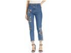 Juicy Couture Ornate Floral Embroidered Denim Girlfriend Jeans (fringe Wash) Women's Jeans