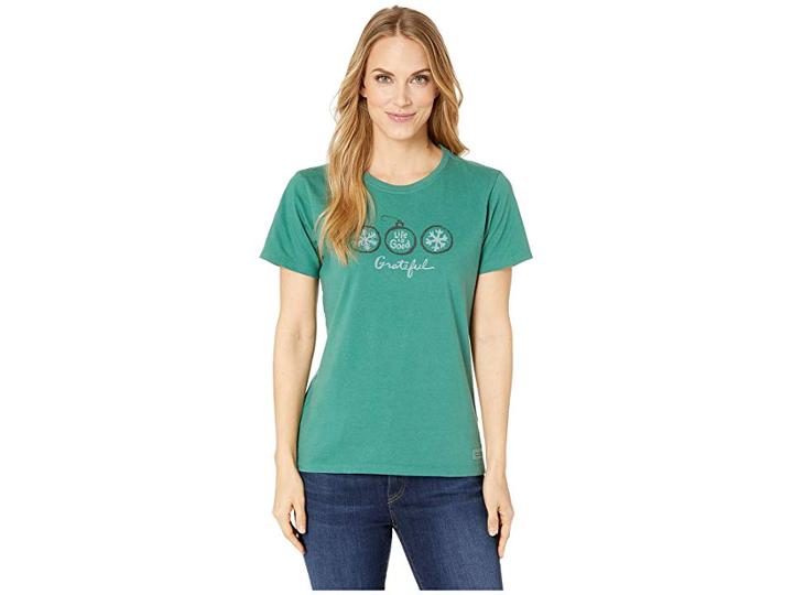 Life Is Good Grateful Ornaments Crusher T-shirt (forest Green) Women's T Shirt