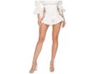 J.o.a. Embroidered Shorts With Waist Tie (white) Women's Shorts
