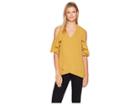 Karen Kane Ruffle Sleeve Crossover Top (mustard) Women's Clothing