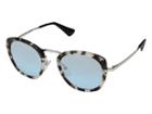 Prada 0pr 58us (spotted Opal Brown/silver/azure Gradient Mirror Black) Fashion Sunglasses