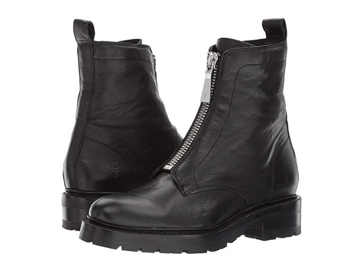 Frye Julie Front Zip (black Polished Soft Full Grain) Women's Boots